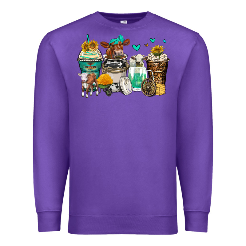 Cows Coffee Cups Premium Sweatshirt by Zillion Design Studio | Teevron