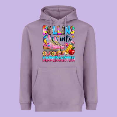 Rolling Into Kindergarten Grade Heavyweight Hoodie Designed By Texasbilliewilder