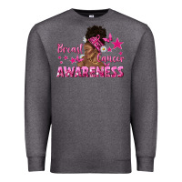 Charcoal Heather Breast Cancer Awareness with Afro Woman Premium Sweatshirt - texasbilliewilder
