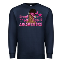 Navy Breast Cancer Awareness with Afro Woman Premium Sweatshirt - texasbilliewilder