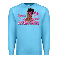 Ocean Blue Breast Cancer Awareness with Afro Woman Premium Sweatshirt - texasbilliewilder