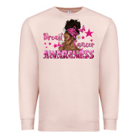 Pale Pink Breast Cancer Awareness with Afro Woman Premium Sweatshirt - texasbilliewilder