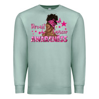 Seafoam Breast Cancer Awareness with Afro Woman Premium Sweatshirt - texasbilliewilder
