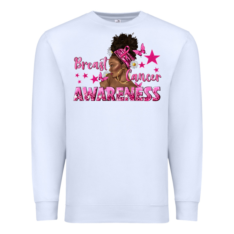 Breast Cancer Awareness With Afro Woman Premium Sweatshirt by texasbilliewilder | Teevron