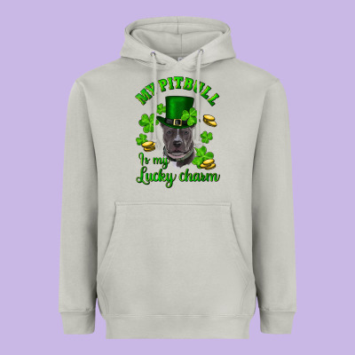 St Patricks Day My Pitbuli My Lucky Charm With Hat Heavyweight Hoodie Designed By Ranaportraitstore