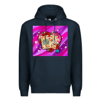 Navy valentines day playing cards and pearl watercolor Premium Hoodie - AdoDesignShop