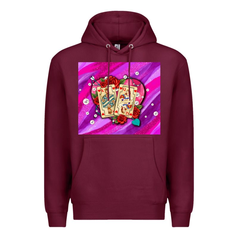 Valentines Day Playing Cards And Pearl Watercolor Premium Hoodie by AdoDesignShop | Teevron