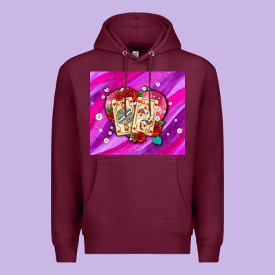 Valentines Day Playing Cards And Pearl Watercolor Premium Hoodie Designed By Adodesignshop