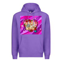 Purple valentines day playing cards and pearl watercolor Premium Hoodie - AdoDesignShop
