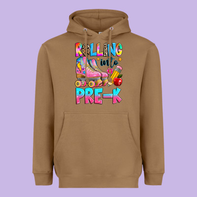 Rolling Into Pre K Grade Heavyweight Hoodie Designed By Texasbilliewilder