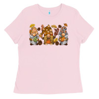 Bubblegum Pink fall gnomies Ladies Tee - BarkalooDesign