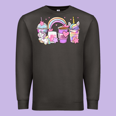 Unicorn Coffee Cups Premium Sweatshirt Designed By Zillion Design Studio