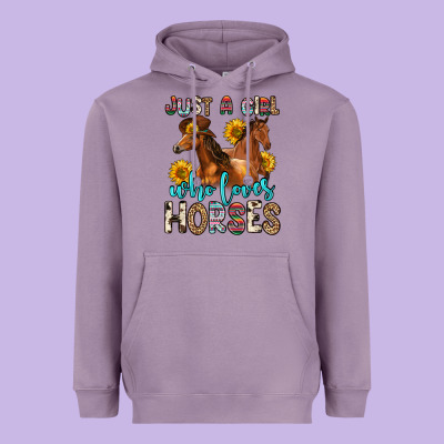 Just A Girl Who Loves Horses Heavyweight Hoodie Designed By Zillion Design Studio