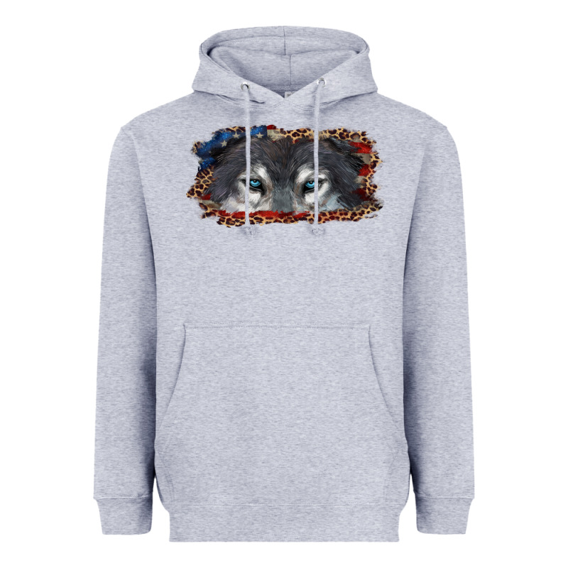 Wolf Eyes American Flag Heavyweight Hoodie by RanaPortraitStore | Teevron
