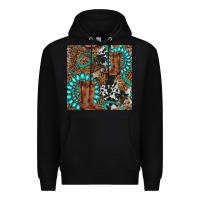 Black cowboy boot and gemstone Premium Hoodie - BundleAndBundleShop