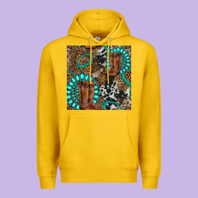 Cowboy Boot And Gemstone Premium Hoodie Designed By Bundleandbundleshop