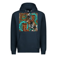 Navy cowboy boot and gemstone Premium Hoodie - BundleAndBundleShop