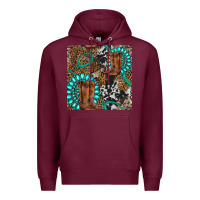 Burgundy cowboy boot and gemstone Premium Hoodie - BundleAndBundleShop