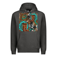 Charcoal Heather cowboy boot and gemstone Premium Hoodie - BundleAndBundleShop