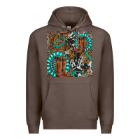 Coffee cowboy boot and gemstone Premium Hoodie - BundleAndBundleShop