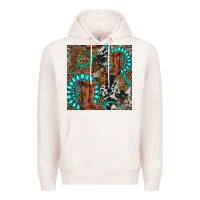 Pale Pink cowboy boot and gemstone Premium Hoodie - BundleAndBundleShop