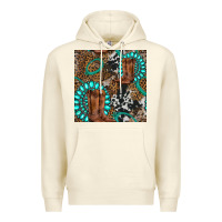 Sandshell cowboy boot and gemstone Premium Hoodie - BundleAndBundleShop