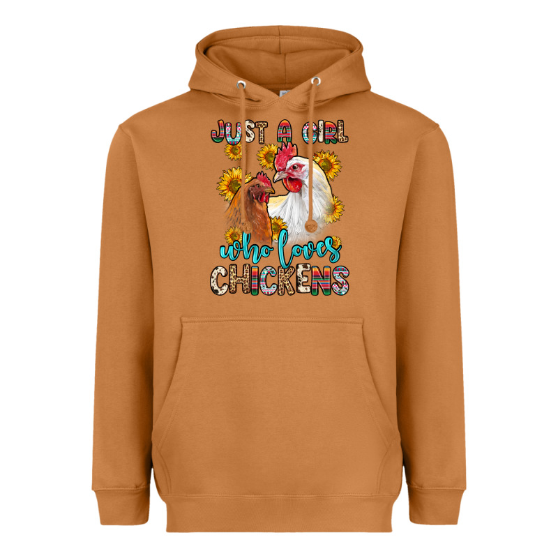 Just A Girl Who Loves Chickens Heavyweight Hoodie by Zillion Design Studio | Teevron