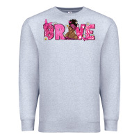 Heather Grey Breast Cancer Brave with Afro Woman Premium Sweatshirt - texasbilliewilder