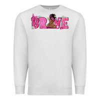 Oatmeal Heather Breast Cancer Brave with Afro Woman Premium Sweatshirt - texasbilliewilder