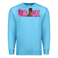 Ocean Blue Breast Cancer Brave with Afro Woman Premium Sweatshirt - texasbilliewilder
