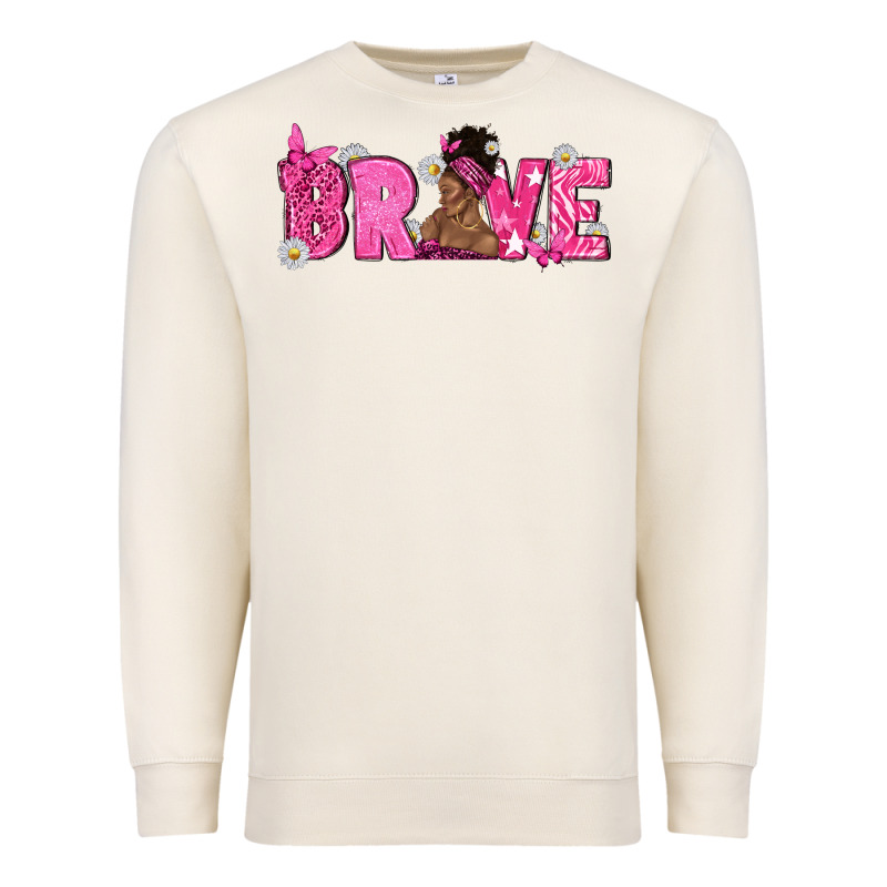 Breast Cancer Brave With Afro Woman Premium Sweatshirt by texasbilliewilder | Teevron