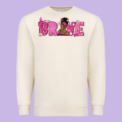 Breast Cancer Brave With Afro Woman Premium Sweatshirt Designed By Texasbilliewilder