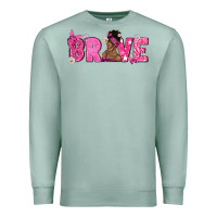 Seafoam Breast Cancer Brave with Afro Woman Premium Sweatshirt - texasbilliewilder