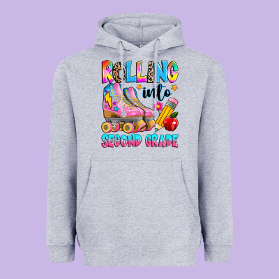 Rolling Into Second Grade Heavyweight Hoodie Designed By Texasbilliewilder