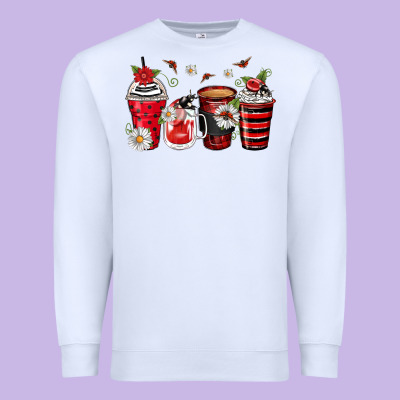 Ladybug Coffee Cups Premium Sweatshirt Designed By Zillion Design Studio