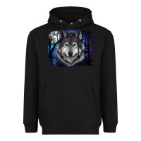 Black wolf and full moon Heavyweight Hoodie - RanaPortraitStore
