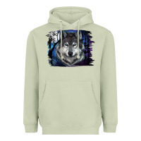 Matcha wolf and full moon Heavyweight Hoodie - RanaPortraitStore