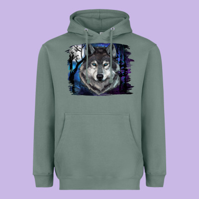 Wolf And Full Moon Heavyweight Hoodie Designed By Ranaportraitstore