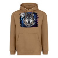 Toasted Coconut wolf and full moon Heavyweight Hoodie - RanaPortraitStore