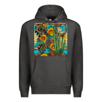 Charcoal Heather horseshoe and cactus Premium Hoodie - BundleAndBundleShop