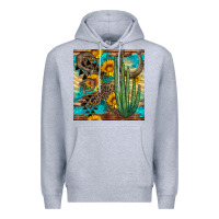 Heather Grey horseshoe and cactus Premium Hoodie - BundleAndBundleShop