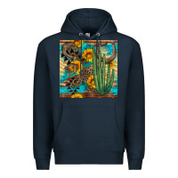 Navy horseshoe and cactus Premium Hoodie - BundleAndBundleShop