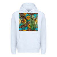 White horseshoe and cactus Premium Hoodie - BundleAndBundleShop