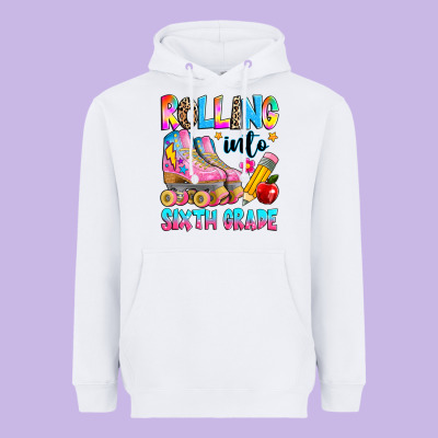 Rolling Into Sixth Grade Heavyweight Hoodie Designed By Texasbilliewilder