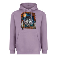 Lavender wolf and feathers Heavyweight Hoodie - RanaPortraitStore
