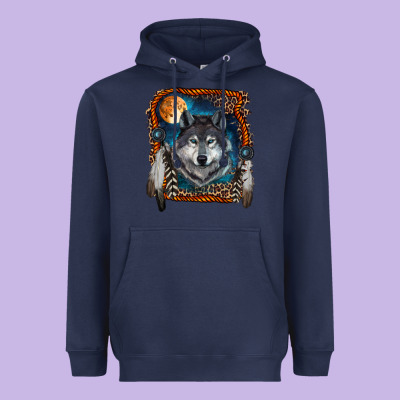 Wolf And Feathers Heavyweight Hoodie Designed By Ranaportraitstore