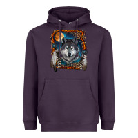 Plum wolf and feathers Heavyweight Hoodie - RanaPortraitStore