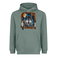 Sage wolf and feathers Heavyweight Hoodie - RanaPortraitStore