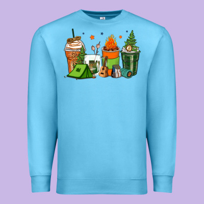 Camping Coffee Cups Premium Sweatshirt Designed By Zillion Design Studio