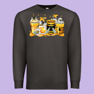 Bumble Bee Coffee Cups Premium Sweatshirt Designed By Zillion Design Studio
